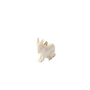 Designer Unisex 18K Yellow Gold Bail Carved Bone Rabbit Charm/Pendant 4.6g